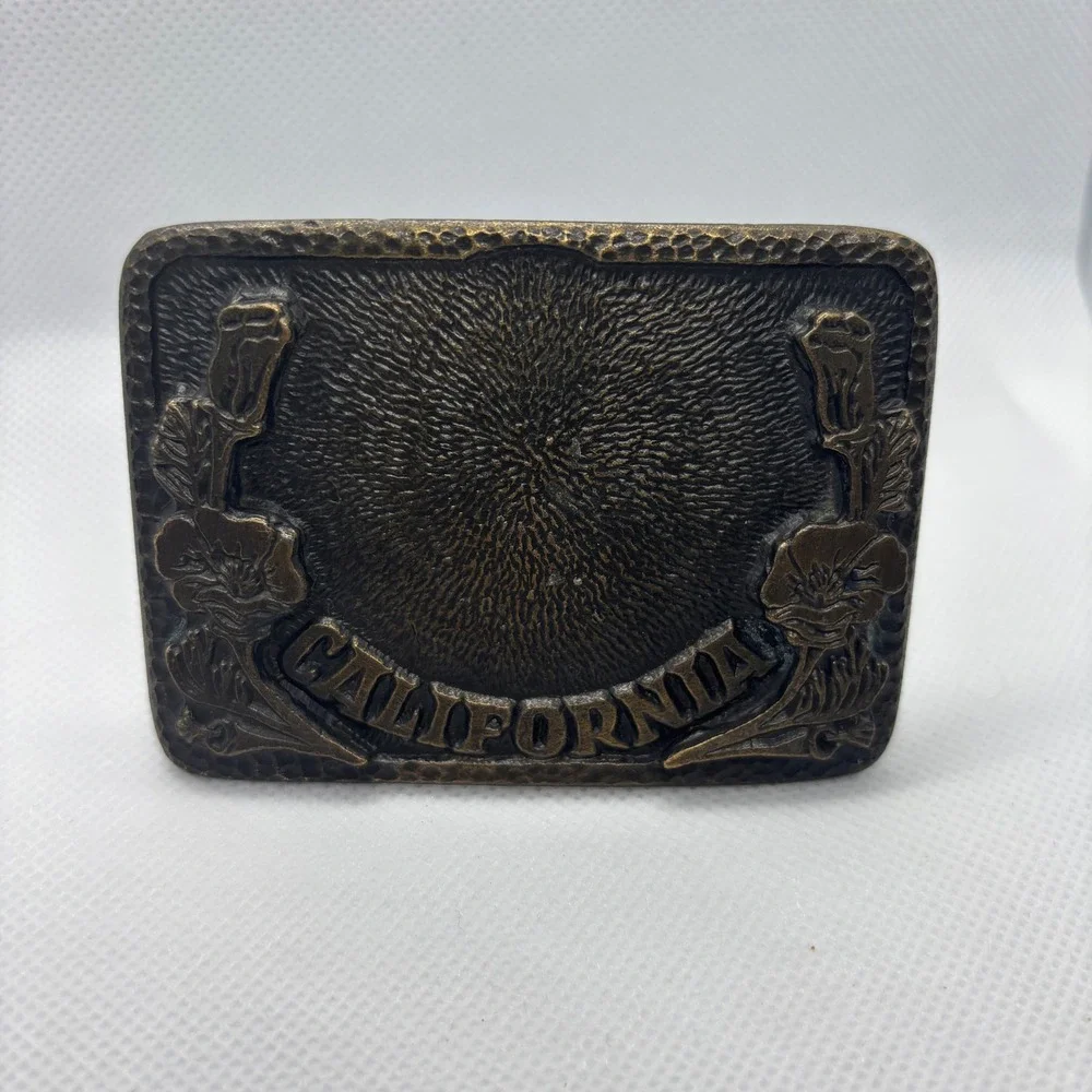 MAFCO California Poppy Belt Buckle Brass Heritage‎ Western Rodeo Trucker Vintage